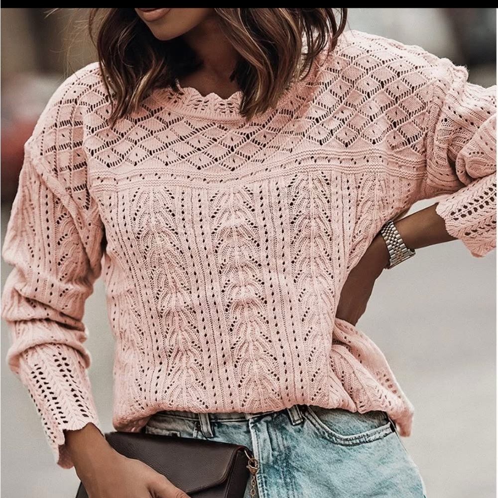Elegant Pink Knit Sweater